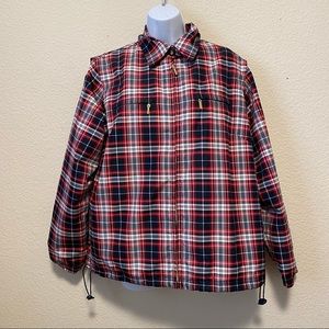 Red Plaid Windbreaker Lightweight Rain Jacket Preppy Tartan Medium Catalina